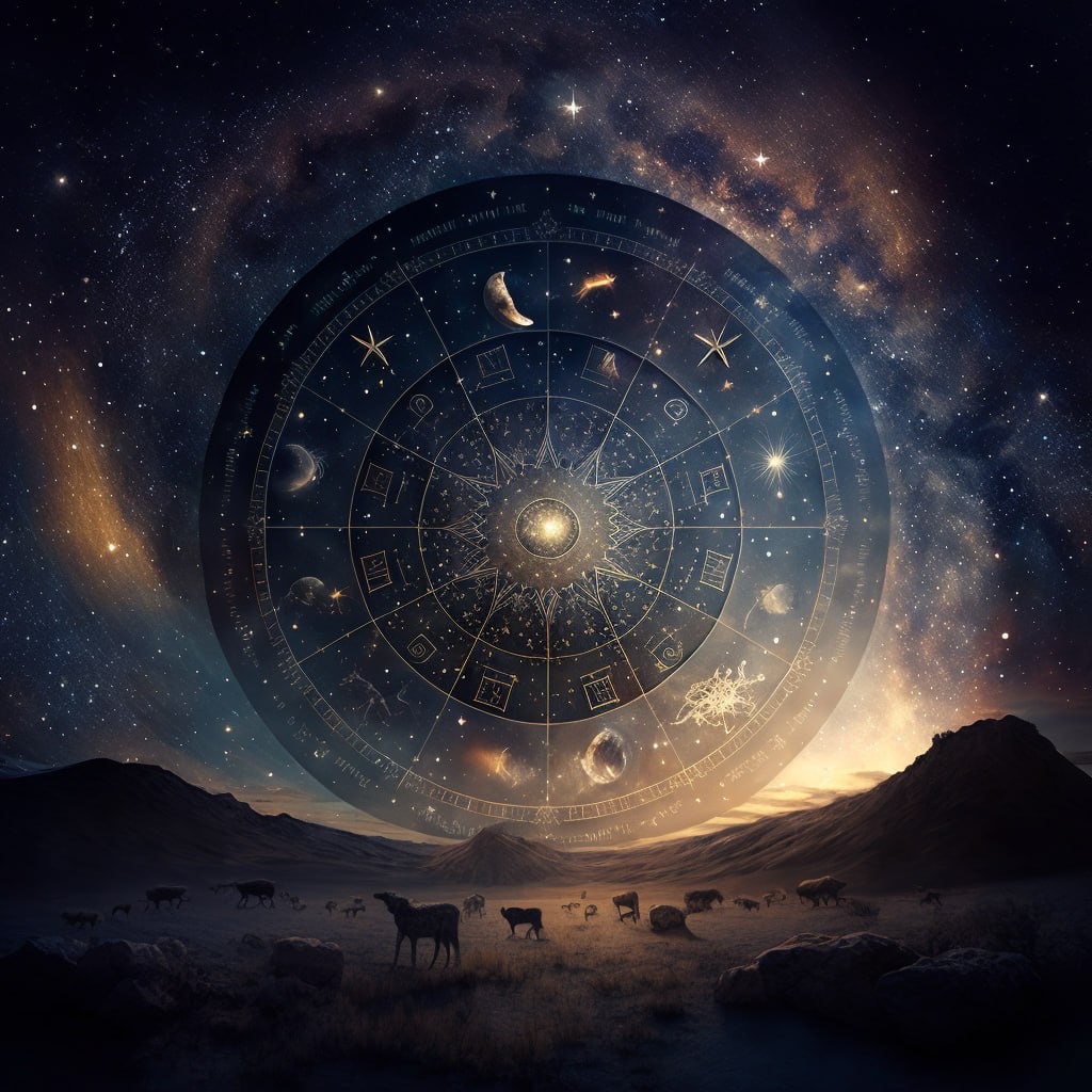 A zodiac wheel in the stars